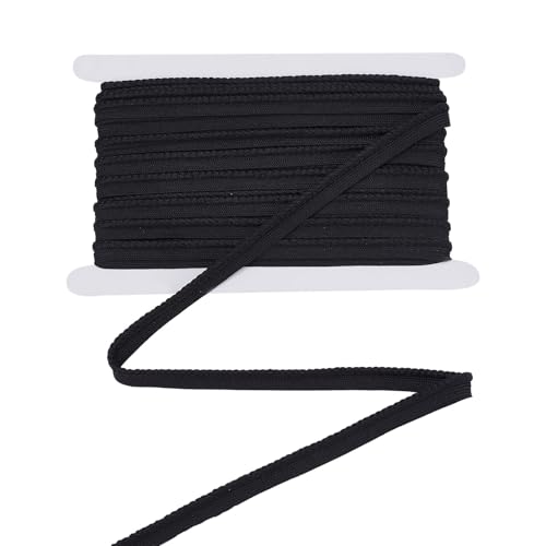 letsinstyle 10 Yards 0.39 Zoll Breite Schwarze Gedrehte Lippenkordel Paspelbänder Mit Kordelrand Schrägbänder Aus Polyesterpaspeln Nähzubehör Für Kleider Kostüme Heimtextilien Dekoration von letsinstyle
