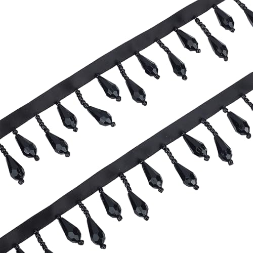 letsinstyle 2 Yards Schwarze Perlenfransenbesatz Bänder Mit Tropfenförmigen Perlenquasten Dekoratives Nähzubehör Für Hochzeit Braut DIY Basteln Heimdekoration Kleidungsdekoration letsinstyle 2 Yards Schwarze Perlenfransenbesatz Bänder Mit Tropfenförmigen Perlenquasten Dekoratives Nähzubehör Für Hochzeit Braut DIY Basteln Heimdekoration Kleidungsdekoration von letsinstyle