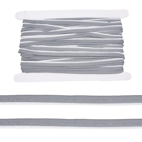 letsinstyle 25 Yards 0.39 Zoll Breiter Reflektierender Paspelstoffstreifen Silbernes Schrägband Aus Polyesterpaspel Nähzubehör Für Kleidungsstücke Polsterzubehör DIY Basteln von letsinstyle