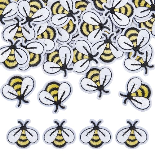 letsinstyle 50 Stück 1.1 x 1.18 Zoll Bienen Aufnäher Zum Aufbügeln Polyester Mini Bienen Stickapplikation Mehrfarbiger Stickaufnäher Für Kleidung Jacken Rucksäcke Und Dekorationen von letsinstyle