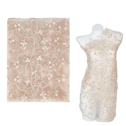 letsinstyle Organza-Spitzenstoff mit Blumenstickerei, Polyester, bestickt, Netzstoff, Applikation, Dekoration für Stoffnähen, DIY, Wickelvorhang, Heimdekoration von letsinstyle