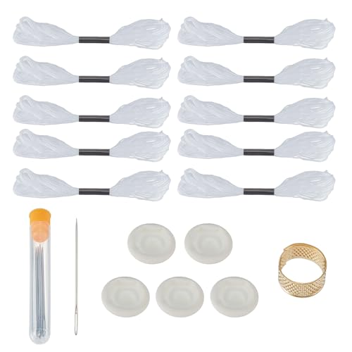 letsinstyle Sashiko Untersetzer Set Handgemachtes Untersetzer Set Mit 10 Rolle Faden 5 Nadeln Verstellbarem Sashiko Fingerhut Nähzubehör Für Handquilten Und Sticken von letsinstyle
