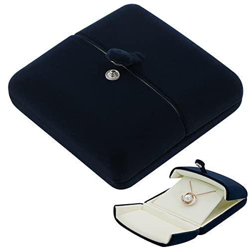 Anhänger Verpackung Box Schmuck Case - Ohrringe Display Storage Geschenk Samt Schmuckdose für Hochzeit Flanell Geschenkbox Ringe Halskette Ohrhänger Verlobungs Heiratsantrag Ring Jewelry Gift(Blau) von letuxaamz