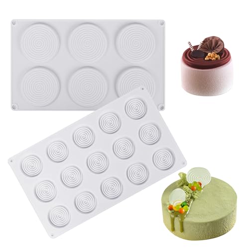 Silikonform Runde Spiralform aus Silikon - Antihafteigenschaft Spirale 3D Kreis Wirbel Seifen Form DIY Handwerk für Moderne Süßigkeiten Geeignet Hohe/Niedrige Temperaturen Mousse Cake Mold, 2Pcs von letuxaamz