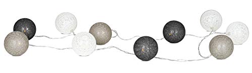 levandeo 10er Lichterkette LED Kugeln Lampions Baumwolle Grau Weiß Cotton Girlande Deko Cottonballs von levandeo