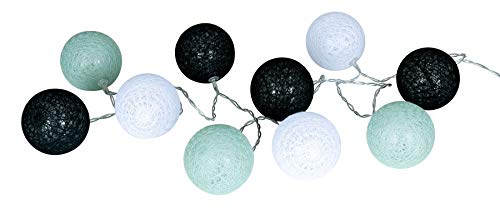 levandeo 10er Lichterkette LED Kugeln Lampions Baumwolle Schwarz Mint Grün Cotton Girlande Deko Cottonballs von levandeo