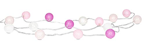 levandeo 15er Lichterkette LED Kugeln Lampions Baumwolle Rosa Pink Weiß Cotton Girlande Deko Cottonballs von levandeo