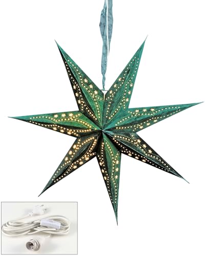 Leuchtstern Grün 7 Zacken Papierstern 60cm Samt Weihnachtsstern Deko Stern Lampe Weihnachtsdeko Leuchtstern Grün 7 Zacken Papierstern 60cm Samt Weihnachtsstern Deko Stern Lampe Weihnachtsdeko von levandeo