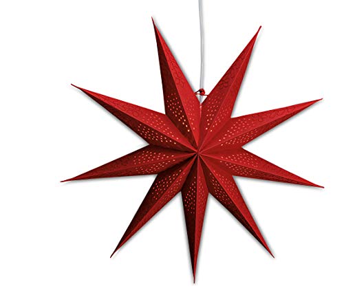 levandeo Leuchtstern mit 9 Zacken in rot 60cm Papiertstern Weihnachtsstern inklusiv Kabel mit Schalter 3,5 Meter levandeo Leuchtstern mit 9 Zacken in rot 60cm Papiertstern Weihnachtsstern inklusiv Kabel mit Schalter 3,5 Meter von levandeo