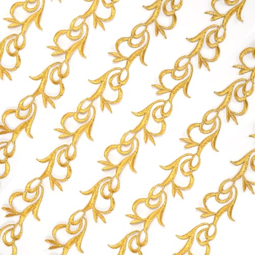 levylisa Goldfarbenes Spitzenband mit Stickerei, 4,7 m, zum Aufbügeln, metallische Spitzenflicken zum Nähen, Zubehör, Kleid, Hüte, Dekoration levylisa Goldfarbenes Spitzenband mit Stickerei, 4,7 m, zum Aufbügeln, metallische Spitzenflicken zum Nähen, Zubehör, Kleid, Hüte, Dekoration von levylisa