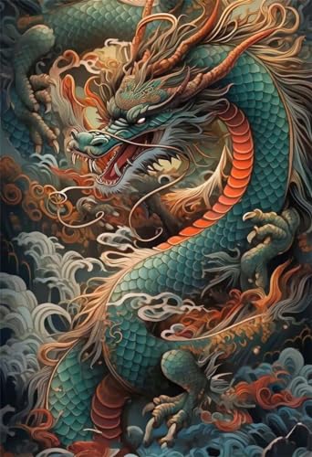 Diamond Painting Drache Diamant Painting Bilder 5D Diamond Painting Erwachsene Diamond Painting Bilder Diamant Bilder Kinder DIY Cross Stickerei Malerei Kits Wand Dekor, Geschenke für Frauen, 50x70cm von leww