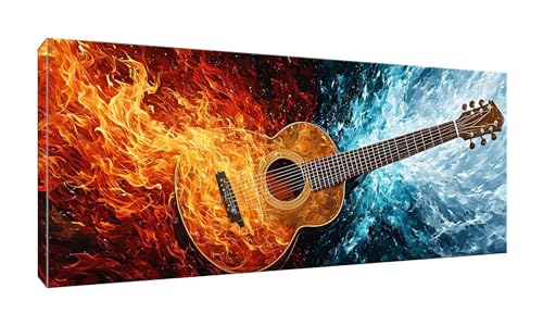 Malen Nach Zahlen Erwachsene, Paint by Numbers Malen Nach Zahlen Gitarre, DIY Geschenk Art mit Pinseln und Acrylfarben Handgemalt Ölgemälde Leinwand für Home Dekorieren, Ohne Rahmen 30x60cm W-909 von lewwmn