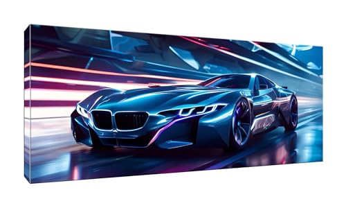 Malen Nach Zahlen Erwachsene, Sportwagen, DIY Vorgedruckte Leinen Leinwand Anfänger Kinder Ölgemälde Kits, Home Haus Dekorieren Geschenk mit 3 Pinsel und Acrylpigment, 40x80cm (Ohne Rahmen) W-138 von lewwmn