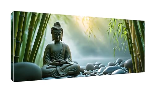 Malen Nach Zahlen Erwachsene, Zen Bambus, DIY Vorgedruckte Leinen Leinwand Anfänger Kinder Ölgemälde Kits, Home Haus Dekorieren Geschenk mit 3 Pinsel und Acrylpigment, 40x80cm (Ohne Rahmen) W-609 von lewwmn