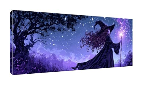 lewwmn Malen Nach Zahlen Erwachsene groß, Hexe DIY Ölgemälde-Kits auf Leinwand mit Pinseln und Acrylpigment, Graffiti-Liebhaber, Bild für Heimdekoration, Geschenke, Ohne Rahmen,60x120cm/24x48in W-135 lewwmn Malen Nach Zahlen Erwachsene groß, Hexe DIY Ölgemälde-Kits auf Leinwand mit Pinseln und Acrylpigment, Graffiti-Liebhaber, Bild für Heimdekoration, Geschenke, Ohne Rahmen,60x120cm/24x48in W-135 von lewwmn