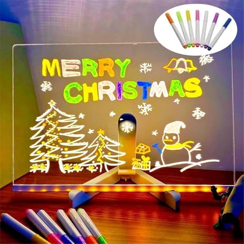 Soniee Zeichenbrett, Soniee LED-Zeichenbrett, leuchtendes Schreibtafel, klares leuchtendes Zeichenbrett, LED-Notiztafel mit Farben, 7 Stifte (15 x 15 cm) von lfjfaecx