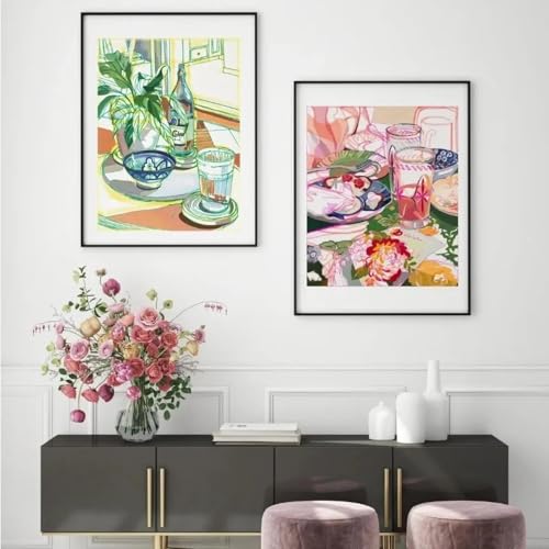lianyibo Abstrakter Gouache-Druck, Blumen- und Getränkeplakat, modernes Stillleben, Leinwandgemälde, trendige Wandkunst, Küche, Heimdekoration, 50 x 70 cm x 2, rahmenlos lianyibo Abstrakter Gouache-Druck, Blumen- und Getränkeplakat, modernes Stillleben, Leinwandgemälde, trendige Wandkunst, Küche, Heimdekoration, 50 x 70 cm x 2, rahmenlos von lianyibo