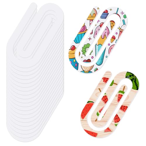 libfrnt 20 Stück Sublimations-Büroklammern, Acryl, Weiß, Jumbo-Büroklammer-Design, 10,2 x 5,1 cm, für Sublimation, kreatives Geschenk für Büro, Klassenzimmer von libfrnt