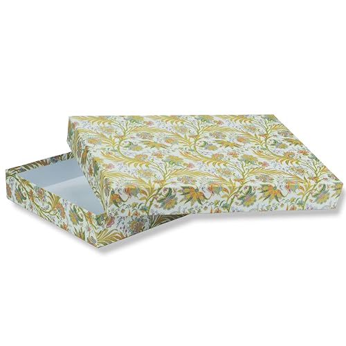 libralides - A4 Schachtel mit Deckel handgemacht „Cipro“ (bunt mit Blumen-Muster) Flache Pappschachtel zur Aufbewahrung - Aufbewahrungsbox flach für Fotos & Unterlagen - Geschenkbox aus Karton/Pappe von libralides