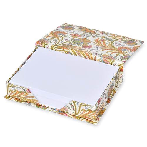 libralides - Zettelkasten handgefertigt mit Goldprägung „Cipro Deluxe“ aufklappbar (bunt mit Muster) Zettelbox bezogen mit Florentiner Papier - Zettelkästchen Notizzettelbox 15x11x3,5cm mit 150 Blatt von libralides