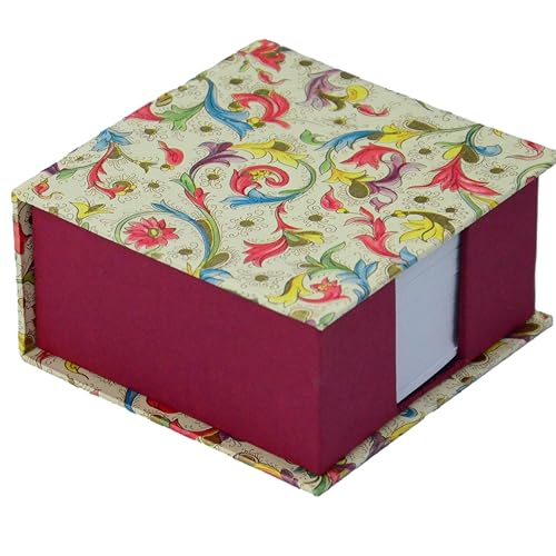 libralides - Zettelkasten handgemacht „Florentia“ mit Blumen Muster (Bunt) klappbar - Zettelbox bezogen mit Florentiner Papier - Box/Halter für Zettelklotz & Notizzettel (11x11x6cm mit 300 Blatt) von libralides