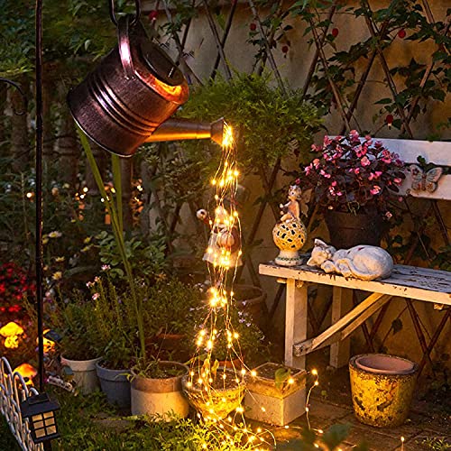 Solar Gartendeko Sternendusche Gießkanne Lichter - Garten Wasserfestes Märchen LED Wasserfall Duschlicht Kunst Licht Solarenergie Metall Gießkannenlicht für Weg Zaun Terrasse Lawn (with Bracket) von lifemet