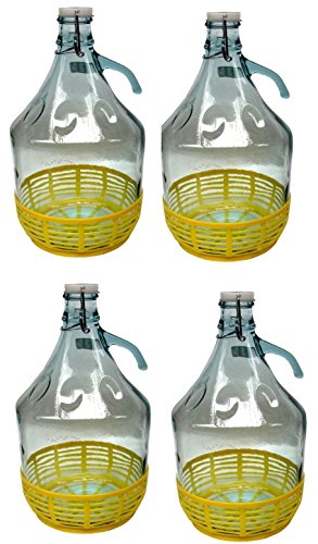 lilawelt24 4 STÜCK 5L Gärballon mit BÜGELVERSCHLUSS und Kunststoffkorb Flasche Glasballon Weinballon Bügelflasche Glasflasche lilawelt24 4 STÜCK 5L Gärballon mit BÜGELVERSCHLUSS und Kunststoffkorb Flasche Glasballon Weinballon Bügelflasche Glasflasche von lilawelt24