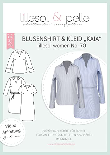 lillesol & pelle Schnittmuster lillesol Women No.70 Blusenshirt & Kleid "Kaia" in Größe 34-58 zum Nähen mit Foto-Anleitung und Video von lillesol & pelle