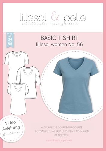 lillesol & pelle Schnittmuster lillesol women No.56 Basic T-Shirt in Größe 34-58 zum Nähen mit Foto-Anleitung und Video von lillesol & pelle