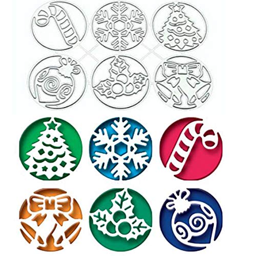 6 Stück Weihnachtsringe, Metall-Stanzformen, Weihnachtsbaum, Schneeflocke, Geschenk, Glocke, Stanzschablonen für DIY, Scrapbooking, Basteln, dekorative Prägung, Papierformen für Kartenherstellung 6 Stück Weihnachtsringe, Metall-Stanzformen, Weihnachtsbaum, Schneeflocke, Geschenk, Glocke, Stanzschablonen für DIY, Scrapbooking, Basteln, dekorative Prägung, Papierformen für Kartenherstellung von Homry