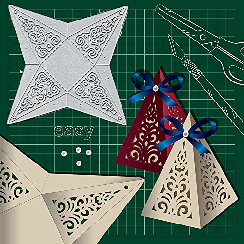 lilyshopingstore Bonbon-Geschenk-Pyramiden-Box, Metall-Stanzformen, Weihnachtsgeschenkschachtel, Kartenausstanzformen, Stanzschablonen, DIY-Scrapbooking, Fotoalbum, dekorative Prägung, Papierkarten von lilyshopingstore