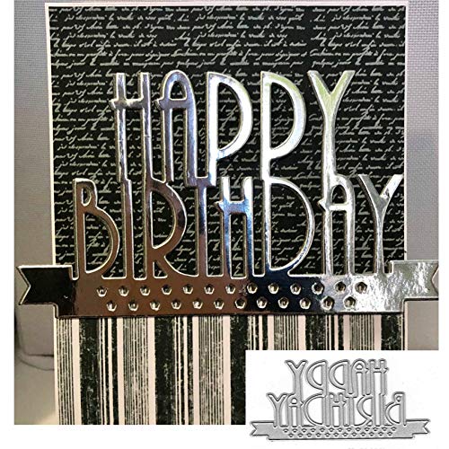 Metall-Stanzformen, "Happy Birthday"-Schablonen, zum Basteln, für Karten, zum Basteln, Prägen, Karten, Fotodekorationen, Scrapbooking von lilyshopingstore