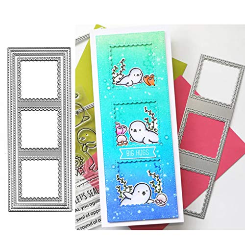 Rechteckige quadratische Metall-Stanzformen, langer Rahmen, quadratisch, für Weihnachtskarten, Stanzschablonen für DIY, Prägung, Foto, dekorative Papierschablonen, Scrapbooking, Kartenherstellung von lilyshopingstore
