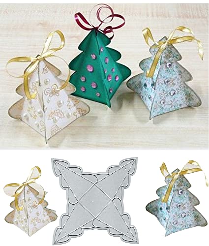 lilyshopingstore Weihnachts-Süßigkeiten-Box Stanzschablone, Metall-Stanzformen, Stanzform, Festlich, für Sammelalben, Karten, Bastelarbeiten, 13 x 13 cm, Silber von lilyshopingstore