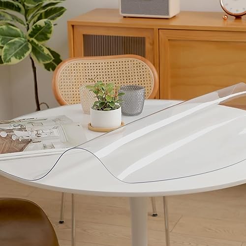 Runde transparente PVC-Tischdecke 1.5mm dick Wasserdicht Kunststoff Tischsets Kratzfest rutschfest Große Tischmatte für Schreibtisch Tisch Esstisch Pflegeleicht (Diameter 75cm/29.5in) von limiao123