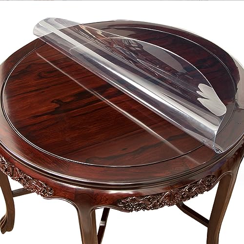 limiao123 Transparente Tischfolie Schutzfolie Folie Runde transparente PVC-Tischdecke 2mm Dick Glasklar Folie Kunststoff Tischsets für Schreibtisch Tisch Esstisch (transparent,Diameter 70cm/27.5in) von limiao123