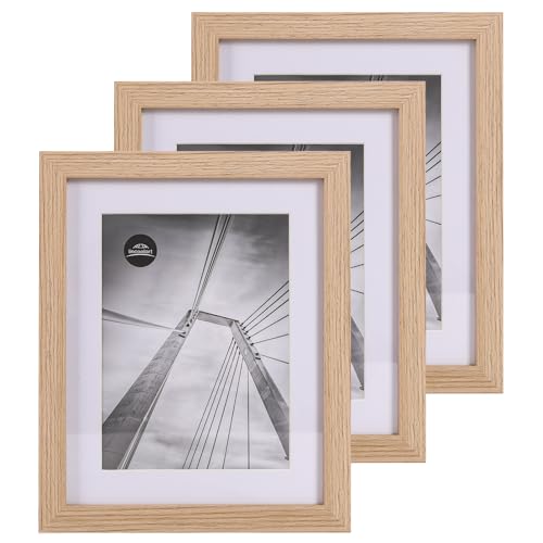 lincoolart bilderrahmen 20x25 cm Holz Natur Fotorahmen,MDF Rahmen mit Acrylglas,für Bilder 15x20 mit passepartout oder 20x25 ohne passepartout 3er Set von lincoolart