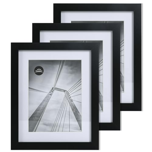 lincoolart bilderrahmen 20x25 cm Holz schwarz Fotorahmen,MDF Rahmen mit Acrylglas,für Bilder 15x20 mit passepartout oder 20x25 ohne passepartout 3er Set von lincoolart