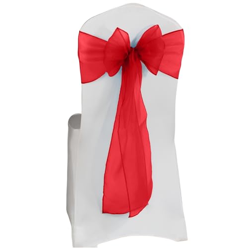 Organza-Schleifen, Stuhlschleifen, breiter, vollere Schleife, Party-Dekoration (rot, 10 Stück) von Onetobye