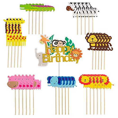 36Stück Tiere kuchendeko,Jungle Tortenaufleger,Urwald Cupcake Topper Dschungel Girlande Tortendeko Kuchendeckel Muffin deko Tortenaufsatz für Baby Kinder Junge Jungs Jungen Geburtstag Party Dekoration von linjinde