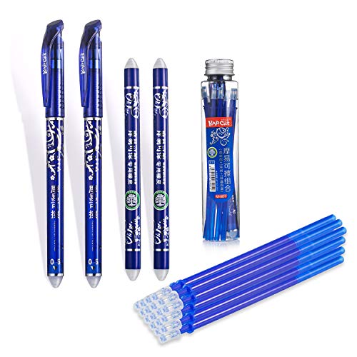 Radierbarer Kugelschreiber set Zum Radieren,Wegradierbar Ersatzmine löschbare Pens Wegradieren 2 Stift Radierbar 0.5mm Gel Ink Pens+20 Minen+ 2 Radiergummi Sticks für Studenten Schule Büromaterial von linjinde