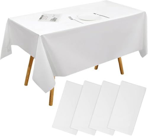 lisetar Tischdecke Weiß, 4 Stück Rechteckige Weiß Tischdecke, Wasserdicht Geburtstag Tischdecken, Tischdecke für Hochzeit, Rechteckig Tischtuch für Gastronomie, Feste, Party, Hochzeiten oder Haushalt lisetar Tischdecke Weiß, 4 Stück Rechteckige Weiß Tischdecke, Wasserdicht Geburtstag Tischdecken, Tischdecke für Hochzeit, Rechteckig Tischtuch für Gastronomie, Feste, Party, Hochzeiten oder Haushalt von lisetar