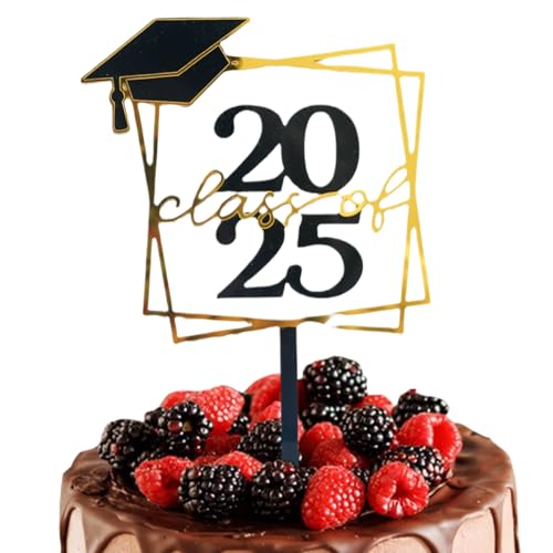 lisutupode Abschluss Cupcake Toppers,Abschlussdekorationen 2025 Cupcake Toppers | Schwarz Und Gold Glücklich Appetithappen Aufsteller Fotobooth Accessoires Für Zuhause Schule Kinder College von lisutupode