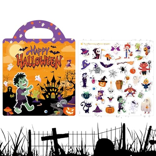 lisutupode Kinder Stickerbuch | Gruselige Halloween Sticker Kinder - Spielzeug Bastelaktivitäten Für 3-6 Jahre Mädchen Kindergarten Flugreise Party von lisutupode
