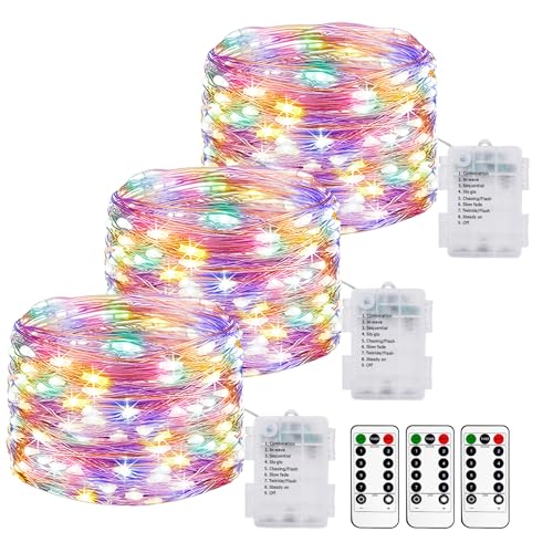 【3 Stück】 LED Lichterkette Batterie mit Fernbedienung,10M 100LED Lichterkette Akku mit Timer 8 Modi IP65 Wasserdichte Lichterketten Außen Lichterkette Draht für Weihnachten Innen Aussen Deko, Bunt 【3 Stück】 LED Lichterkette Batterie mit Fernbedienung,10M 100LED Lichterkette Akku mit Timer 8 Modi IP65 Wasserdichte Lichterketten Außen Lichterkette Draht für Weihnachten Innen Aussen Deko, Bunt von litogo