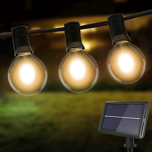 litogo Lichterkette Außen Solar, 25+2 LEDs 9M G40 Solar Lichterkette Glühbirnen Aussen IP55 Wasserdicht 4 Modus Solarlichterkette für Garten, Hochzeit, Balkon, Haus, Weihnachten Deko, Warmweiß 2700K von litogo