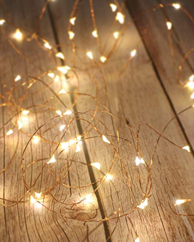 litogo Lichterkette Batterie, Lichterketten für Zimmer 5m 50er Micro LED Lichterkette Draht Mini Fairy Lights Wasserdicht Feenlichter Innen Deko für Weihnachten Halloween Party Hochzeit (Warmweiß) von litogo
