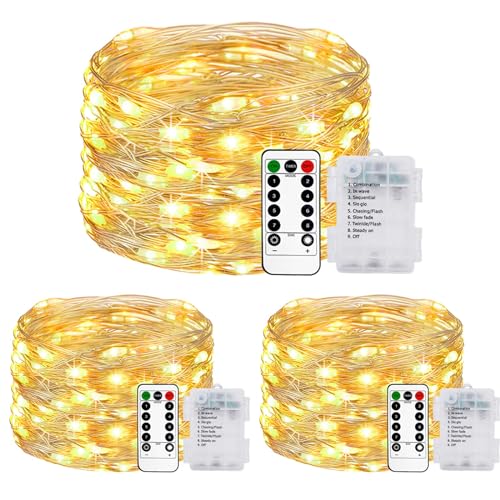 litogo 3 Stück Lichterkette Batterie, 5M 50 LED Lichterkette Batterie mit Timer & Fernbedienung 8 Modi Wasserdicht Warmweiß Lichterkette Draht für Innen/Außen Weihnachten Garten Party Hochzeit Deko litogo 3 Stück Lichterkette Batterie, 5M 50 LED Lichterkette Batterie mit Timer & Fernbedienung 8 Modi Wasserdicht Warmweiß Lichterkette Draht für Innen/Außen Weihnachten Garten Party Hochzeit Deko von litogo