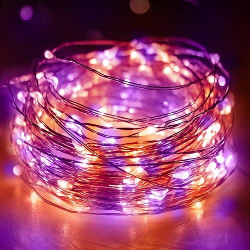 litogo Lichterkette Batterie Timer, 3M 30 LED Lichterkette Innen Wasserdicht Kupferdraht Fairy Lights, Lichterketten Batteriebetrieben (AA Batterie) für Halloween Deko, Orange-Violett litogo Lichterkette Batterie Timer, 3M 30 LED Lichterkette Innen Wasserdicht Kupferdraht Fairy Lights, Lichterketten Batteriebetrieben (AA Batterie) für Halloween Deko, Orange-Violett von litogo