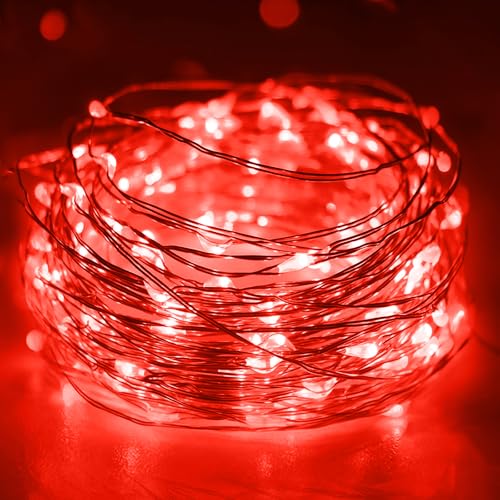 litogo Lichterkette Batterie Timer, 3M 30 LED Lichterkette Innen Wasserdicht Kupferdraht Fairy Lights, Lichterketten Batteriebetrieben (AA Batterie) für Party Weihnachten Hochzeit Deko, Rot litogo Lichterkette Batterie Timer, 3M 30 LED Lichterkette Innen Wasserdicht Kupferdraht Fairy Lights, Lichterketten Batteriebetrieben (AA Batterie) für Party Weihnachten Hochzeit Deko, Rot von litogo